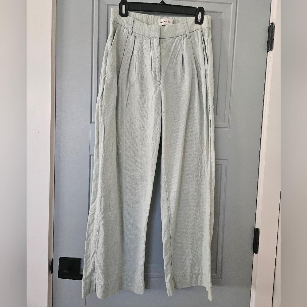 Abercrombie & Fitch Light Green Wide-Leg Pants